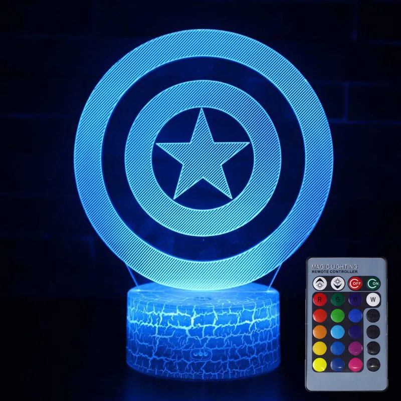 Shield remote Marvel Мстители эндшпиль 3D иллюзия светодиодный ночник фигурка Капитан Америка щит 7 красочная модель игрушки - Цвет: Shield remote