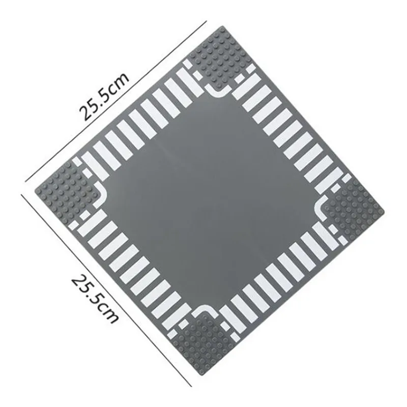 

City Road Street Baseplate Straight Crossroad Curve Baseboard Building Blocks Sets Base Plate DIY Bricks Educational Kids Toys