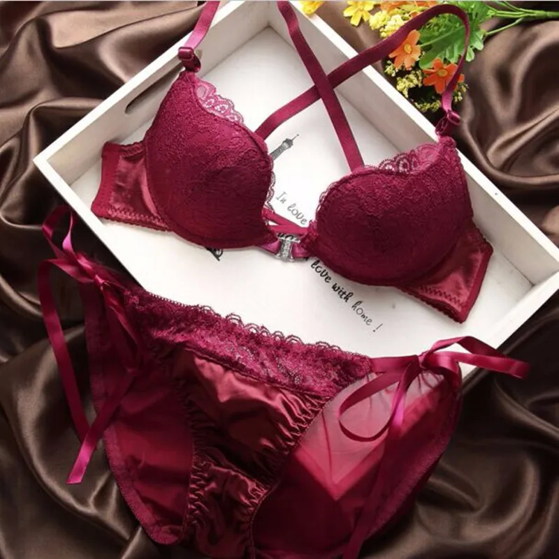 

New sexy lace Beauty Back Bra bowknot fashion bra set vs sexy underwear sexy women bra set gathered push up bra brief set