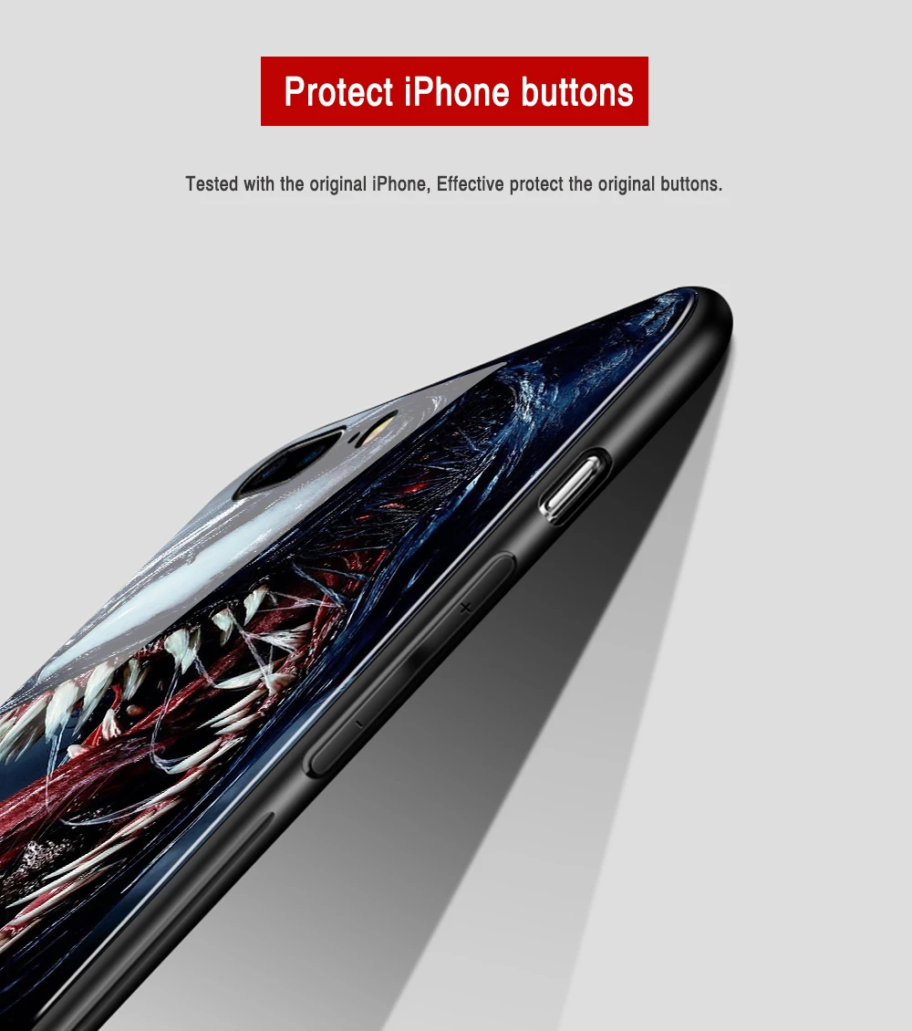 Абсолютно чехол для iPhone 7, стеклянный чехол с Веном, жесткая задняя крышка для iPhone 6 6S 7 8 plus X XR XS MAX 11 pro max чехол