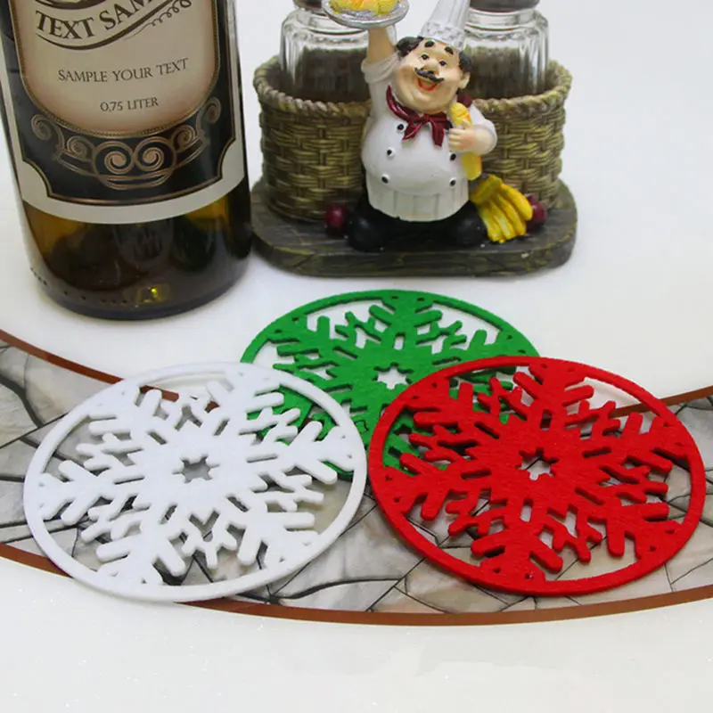2 шт./лот DIY веселые рождественские снежинки коврик для чашки вечерние подставки