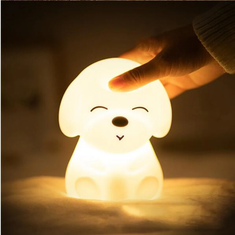 7 цветов меняющийся светодиодный Ночной светильник небольшой Творческий щенок