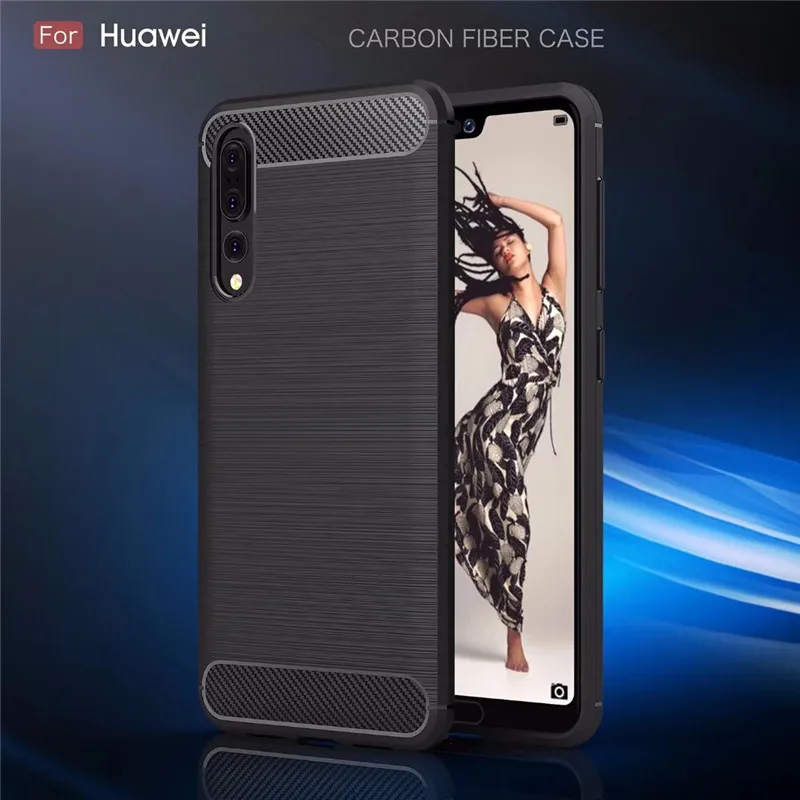 Чехлы для телефонов Huawei P20 чехол из мягкого углеродного волокна ТПУ