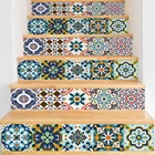 3d средиземноморская морская керамическая настенная плитка с узором, наклейка для лестницы, Съемный ПВХ стикер на стену, водонепроницаемый настенный плакат для лестниц