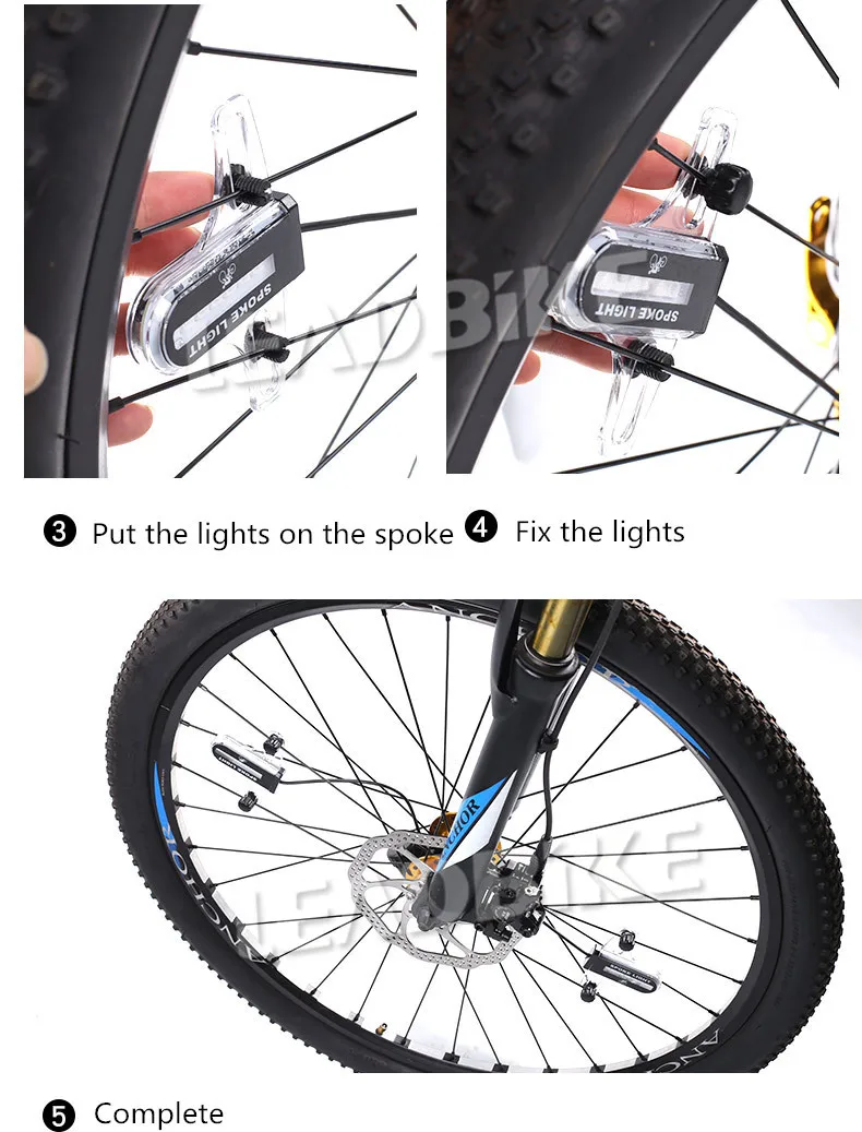 Leadbike велосипедный спицевой светильник 30 узоров красочное защитное колесо светильник лампа движение и светильник датчик ночной езды аксессуары