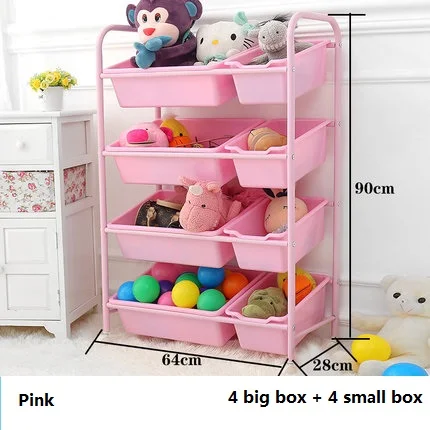 pink 28x64x90H cm Детская стойка для хранения игрушек, отделочная стойка для игрушек, многослойная стойка с роликом для детских игрушек, шкаф для хранения игрушек, коробка для хранения - Цвет: pink 28x64x90H cm
