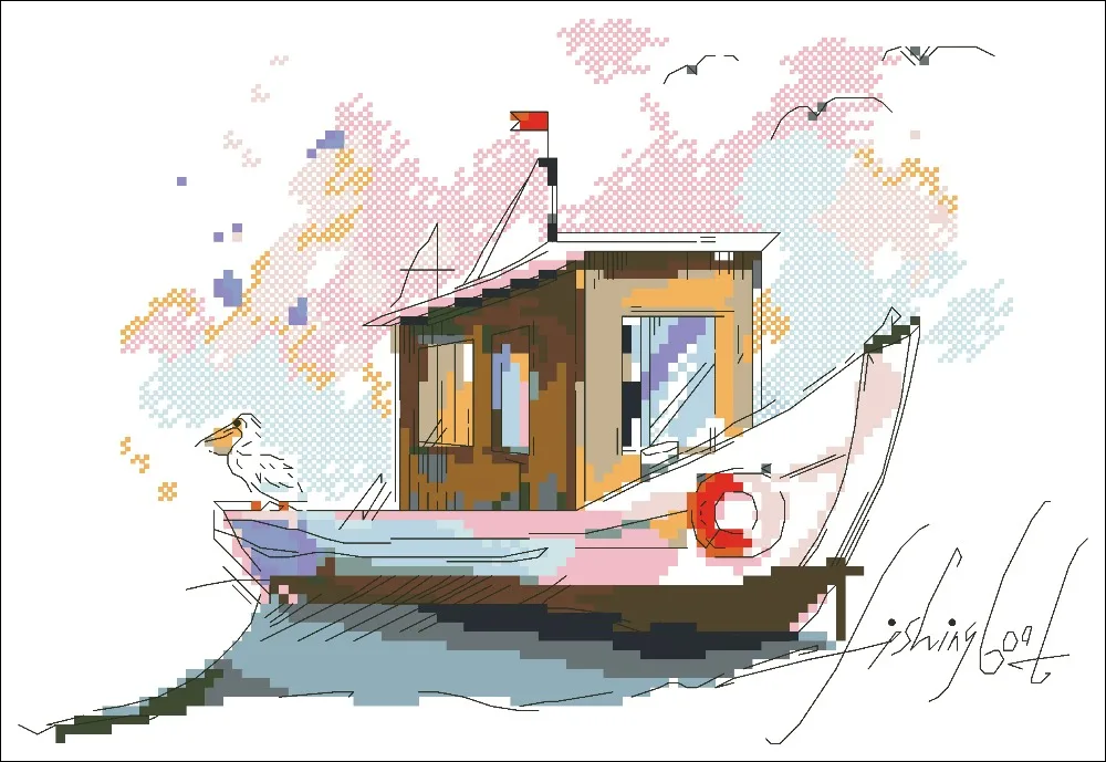 Городской трамвайный Морской Маяк вышивка крестом посылка с героями