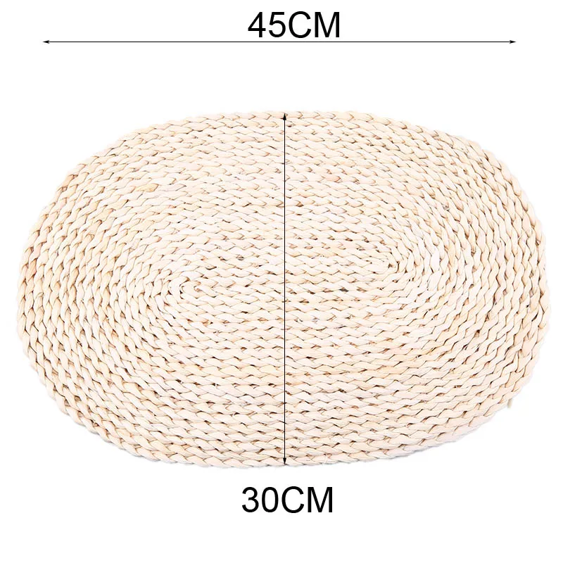 1pc Oval 30x45cm WCIC Natual соломенная водная гиацинтовая тканевая салфетка для детей для обеденного стола круглый Овальный тканый стол кухонный обеденный коврик ручной работы - Цвет: 1pc Oval 30x45cm