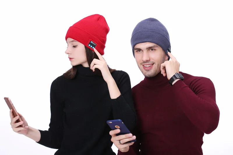 BGreen Bluetooth вязаная шапка наушники Беспроводная теплая спортивная шапка гарнитура с микрофоном Поддержка Bluetooth вызова