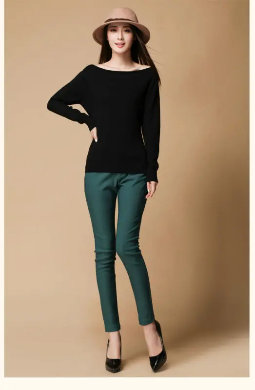 2019 Womens Spring Autumn Slim Cashmere Wool Sweater Knitted Long Sleeve Pullover Sweaters Female Slash Neck Fashion | Женская одежда