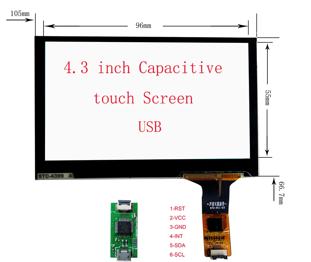 4 3 дюймов Capaivitve Touch для автомобиля DVD навигации Carpc DIY Univesal GT911 6pin Raspberry