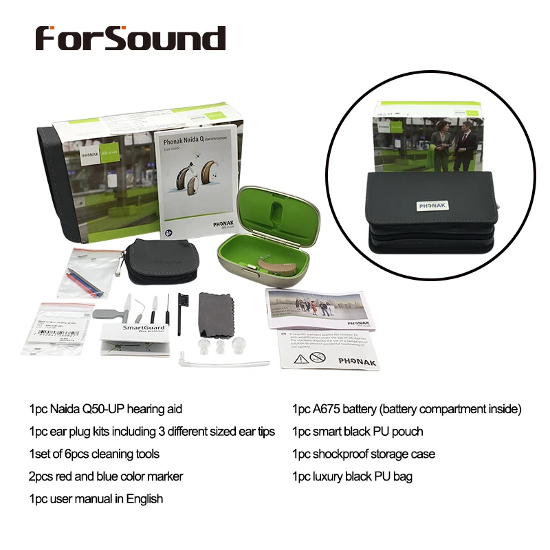 Последний!! Phonak супер Мощность цифровой BTE звуковой слуховой аппарат Наида Q50 до 675