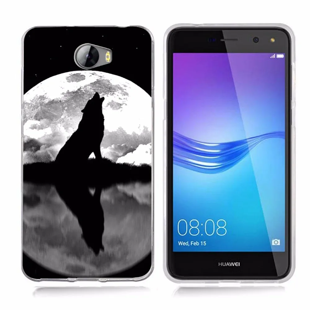 For Huawei P9lite/P8 Lite 2016 2017 Y5 II 2 Y5ii / Y6II Compact Animal Wolf Cool Soft TPU Silicone Pattern Clear Case B104 |