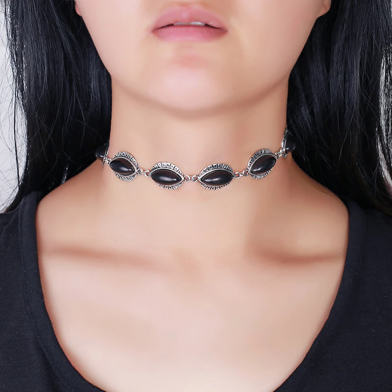 2018 Горячее Бохо Ошейник Серебряное Колье украшение для женщин Модный винтажный этнический стиль Бохемия настоящий камень Бусы шеи.