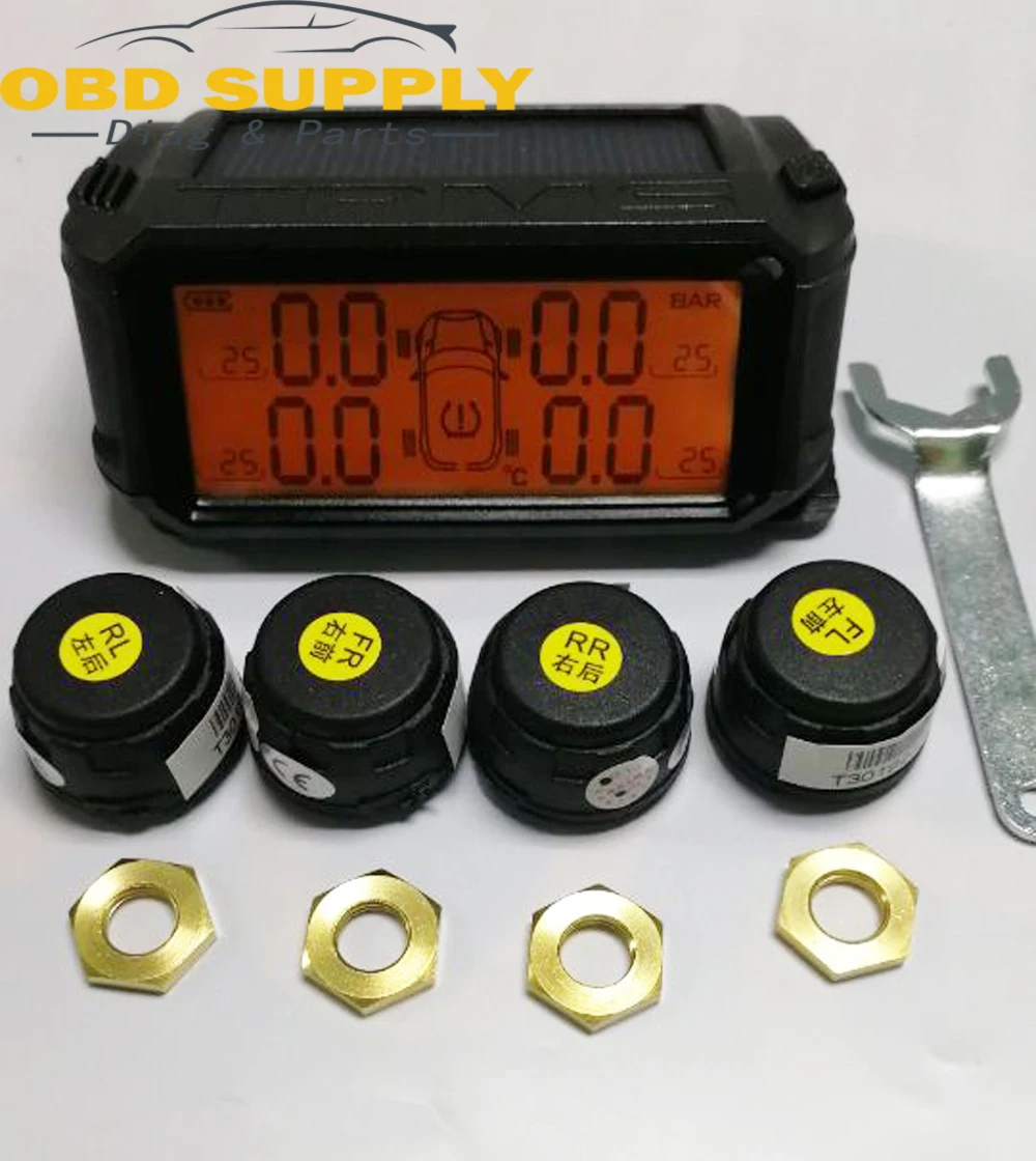 TPMS Система Контроля Давления в Шинах Солнечной Энергии Беспроводной Смарт-Шин Внешние Датчики Автоматическая Охранная Сигнализация