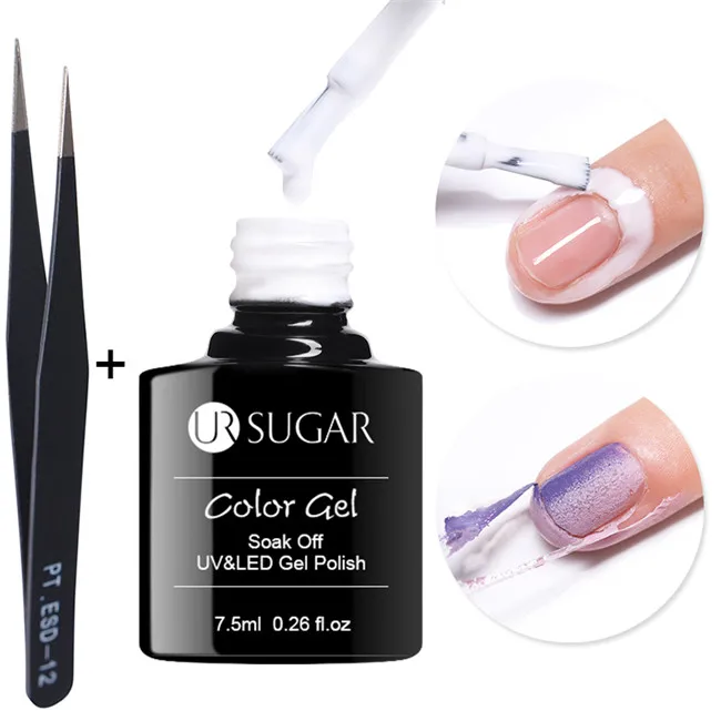 Set 3 UR SUGAR 7,5 мл Антифриз Жидкость для снятия ленты белый Быстросохнущий без запаха Уход за ногтями протектор гель для ногтей инструмент для маникюра - Цвет: Set 3