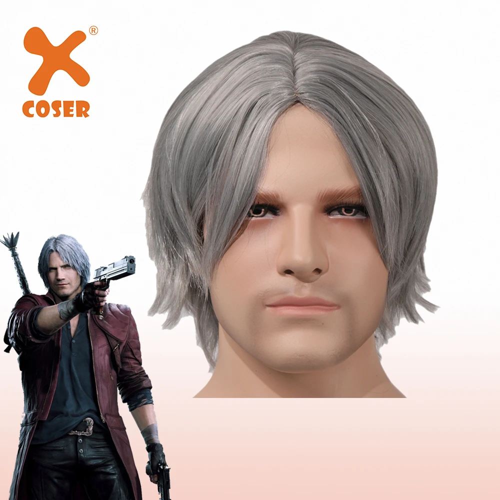 XCOSER Game V Dante парик из высокотемпературного волокна, парик для Хэллоуина, карнавальный костюм, реквизит для мужчин, косплей платье