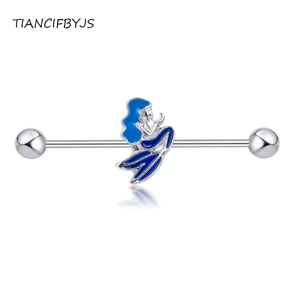 С черным цинковым покрытием TIANCIFBYJS, 1 шт., пирсинг для ушей, сердце, стрела, промышленный хрящ, Длинные прямые кольца, для женщин, мужчин, серьги-гвоздики, панк, ювелирное изделие, спираль - Окраска металла: С черным цинковым покрытием