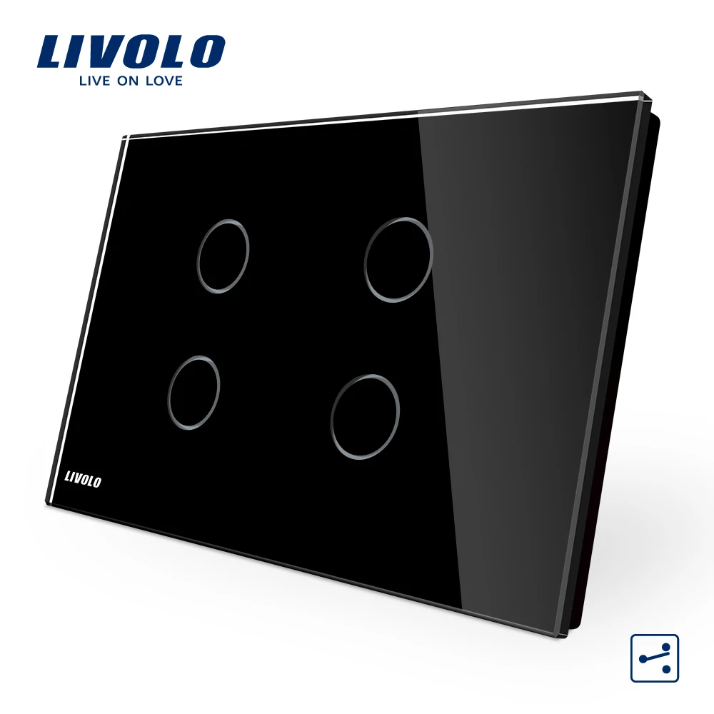 Livolo US/AU стандартный 4 банды 2 способа настенный сенсорный выключатель Хрустальная