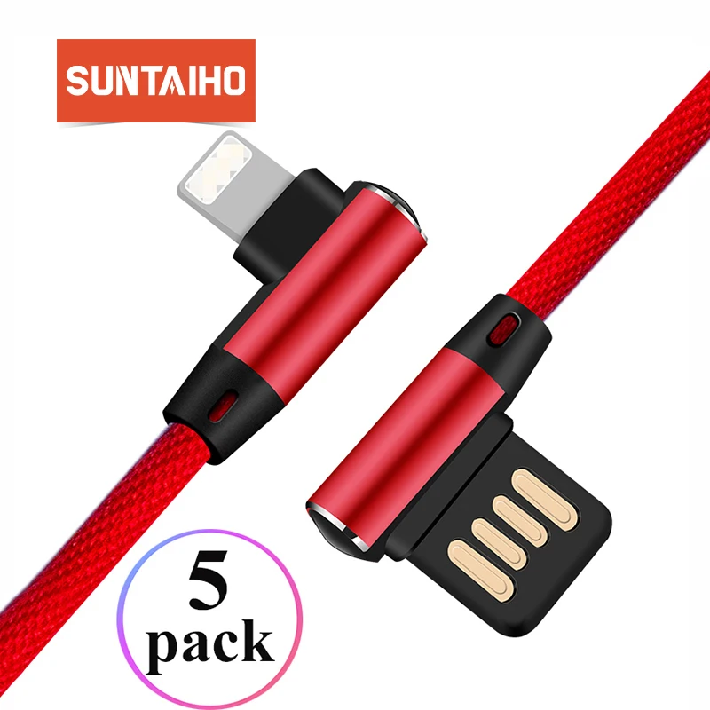 Suntaiho [5 Pack] 90 usb кабель для iPhone Xs Max 2.4A быстрой зарядки данных Xr 5 6 6s 7 8 iPad USB зарядное
