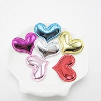60pcslot 3 83cm glitter baby girls hair accessories shiny pu heart padded appliqued for bb clip decoration