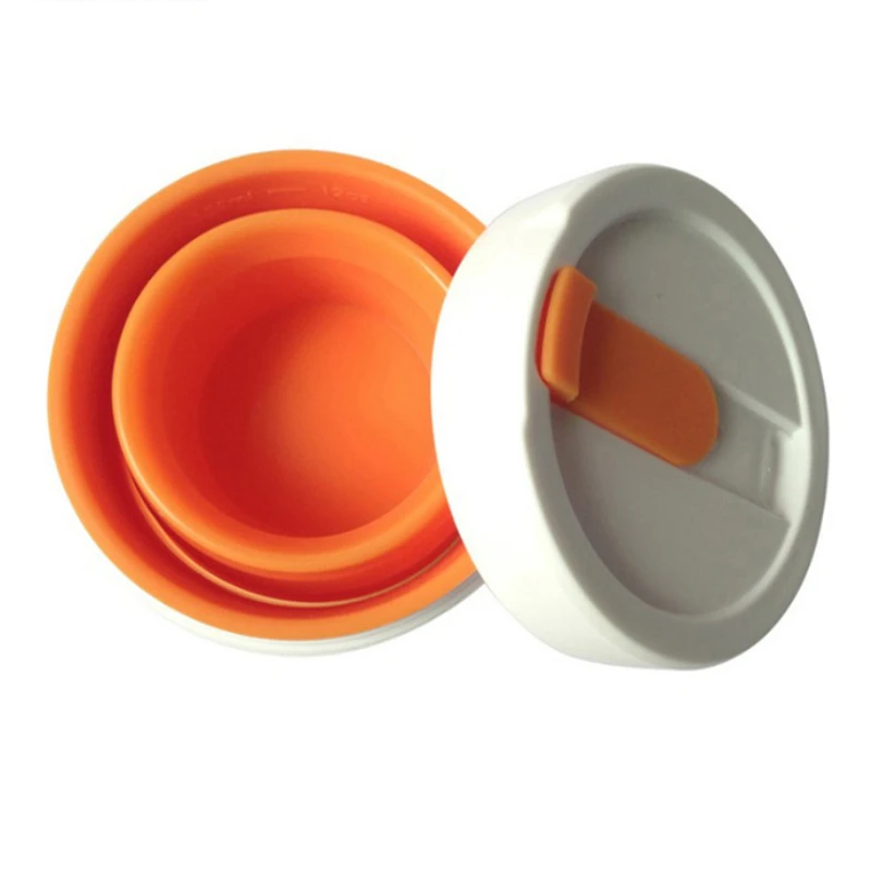 100pcs/lot 12oz Silicone coffee mug collapsible tumbler 350ml folding tea cup telescopic travel leak proof lid heat sleeve | Дом и сад