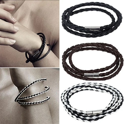 Мужские женские искусственной кожи с чересстрочной разверткой манжеты