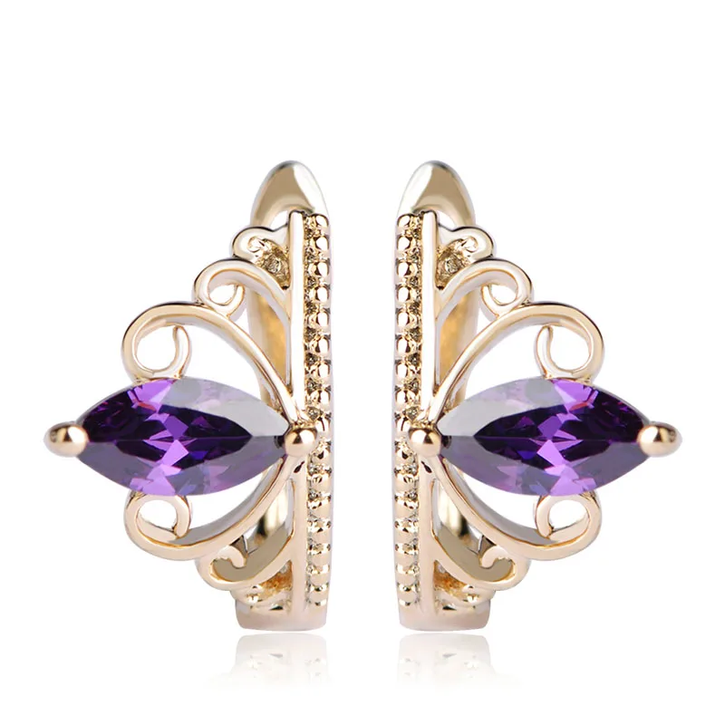 Женские серьги пусеты Blucome медные золотого цвета с английским замком и