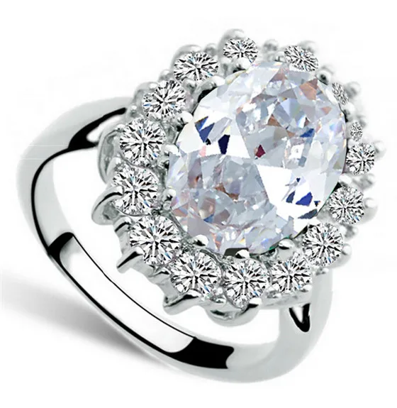 AAAA + Настоящее циркониевое кольцо Королевского синего цвета Вильям Кейт королева