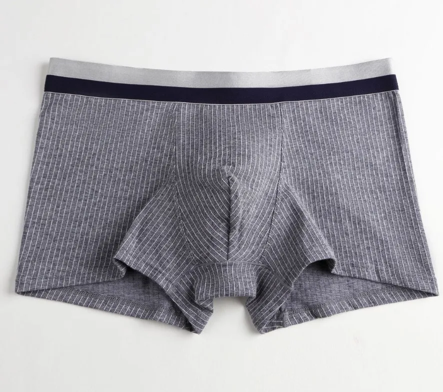 deep blue stripe Мужские трусы, хлопковые мягкие трусы, боксеры, трусы боксеры для мужчин, удобные трусы в японском стиле, L-3XL - Цвет: deep blue stripe