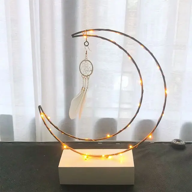 Ловец снов Железный светодиодный ночник Луна свет полоса Девушка Спальня