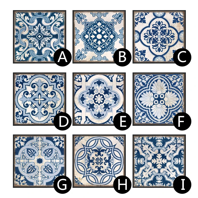 Китайский стиль синий и белый фарфор марокканский узор современное искусство