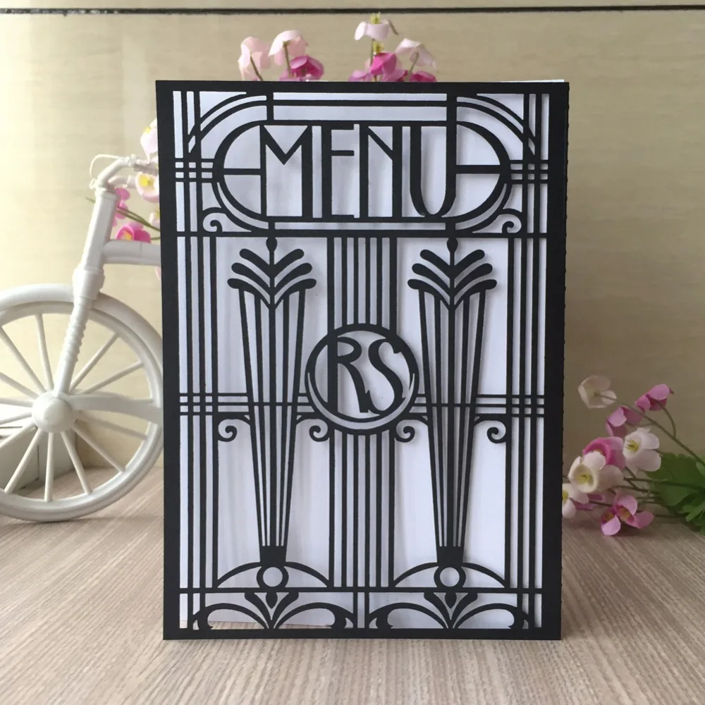 

50Pcs/Lot Vintage Laser Cut Customized Words On Wedding Invitation Card Birthday Party Decoration Greeting Card