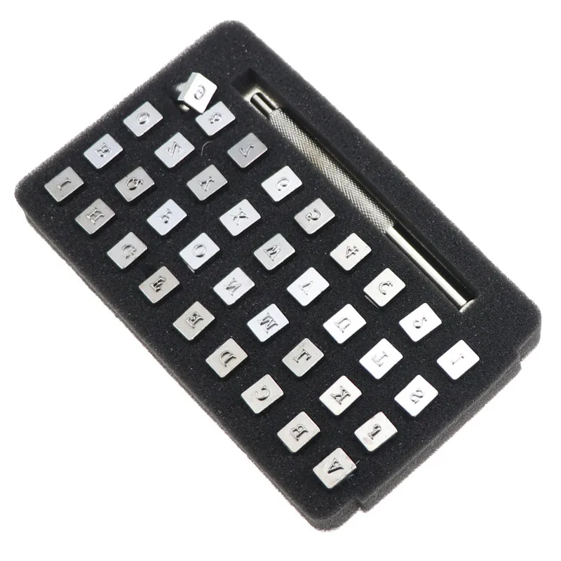 3MM 36 piece steel alphabet number stamp punching set for handmade leather stamps craft tools easy fun - Цвет: 3MM