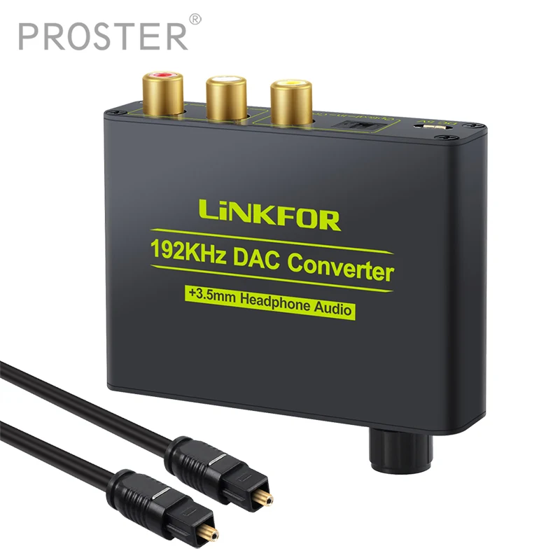 PROZOR DAC Digital to Analog Audio Converter With Volume Adjustment 5.1CH SPDIF Coaxial RCA Support DTS AC3 For PS4 AMP |