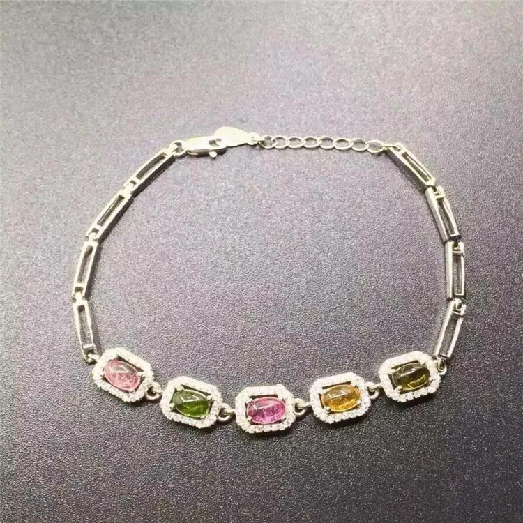 

KJJEAXCMY boutique jewels 925 pure silver inlaid natural tourmaline s gem plum flower girl pendant + ring suit for necklace.