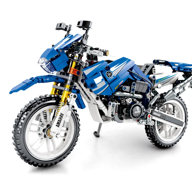 799 шт Yamaha Technic синий откат крейсерский мотоцикл строительные блоки игрушки 701702 |