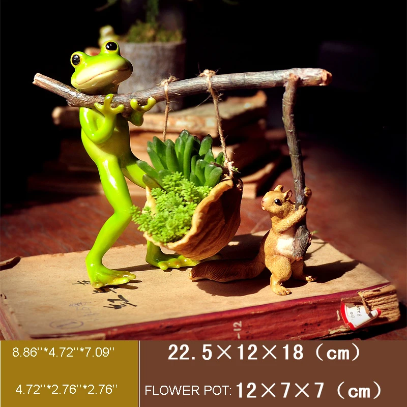 Смола Креативные 3D фигурки лягушек корзина Украшение Фигурка модель, цветочные горшки, украшение сада, уличная статуя, украшение двора