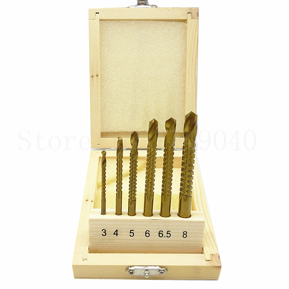6 шт. HSS титановая сверла с покрытием набор 3 мм до 8 Деревообработка Дерево Металл