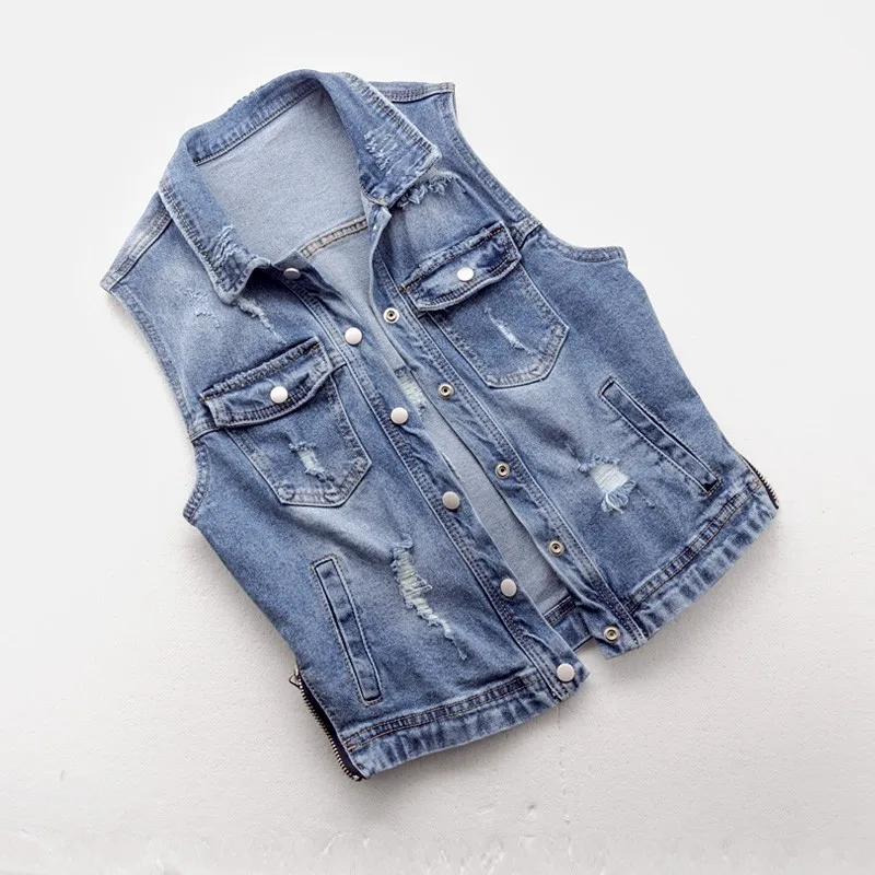 Весенний женский джинсовый жилет 2020 корейский винтажный короткий размера плюс
