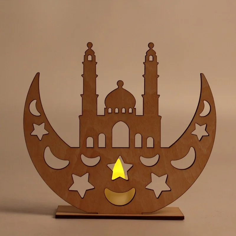 Блаженный Eid подарки на заказ светодиодный подсвечник для мусульманского праздника Рамадан Mubarak Декор деревянная Луна подвеска деревянное сердце ислам украшение Eid Mubarak
