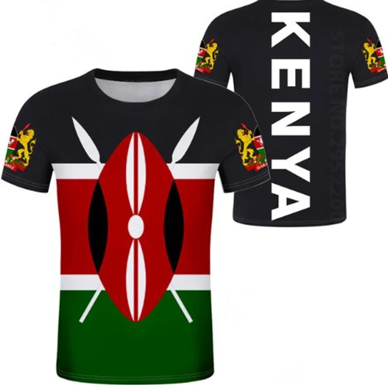 

KENYA men youth diy custom made name number ken t shirt nation flag ke swahili republic kenyan country print photo 0 clothes