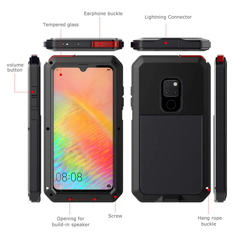metal armor heavy duty protective case for huawei p30 pro shockproof full body mate 20 with glass cover for huawei mate 20 pro free global shipping