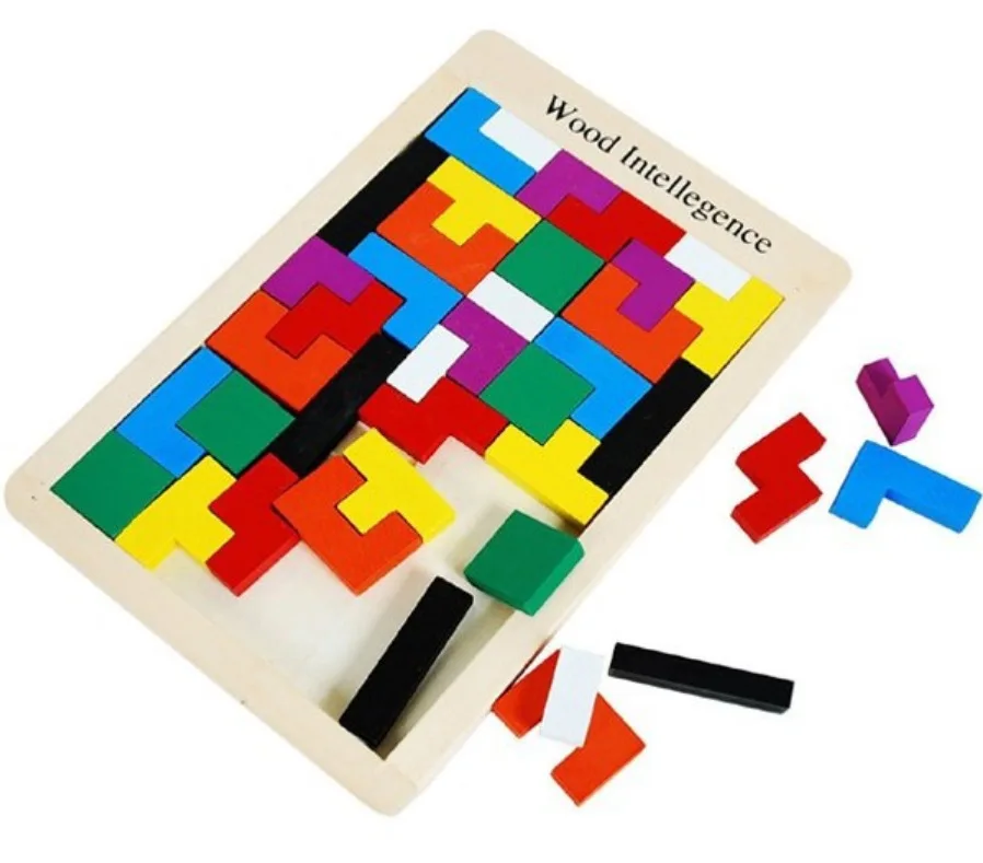 Очаровательные шикарные деревянные красочные мягкие Tangram Головоломка тетрис игра развивающая детская игрушка детская головоломка Россия коробка ранняя Чи