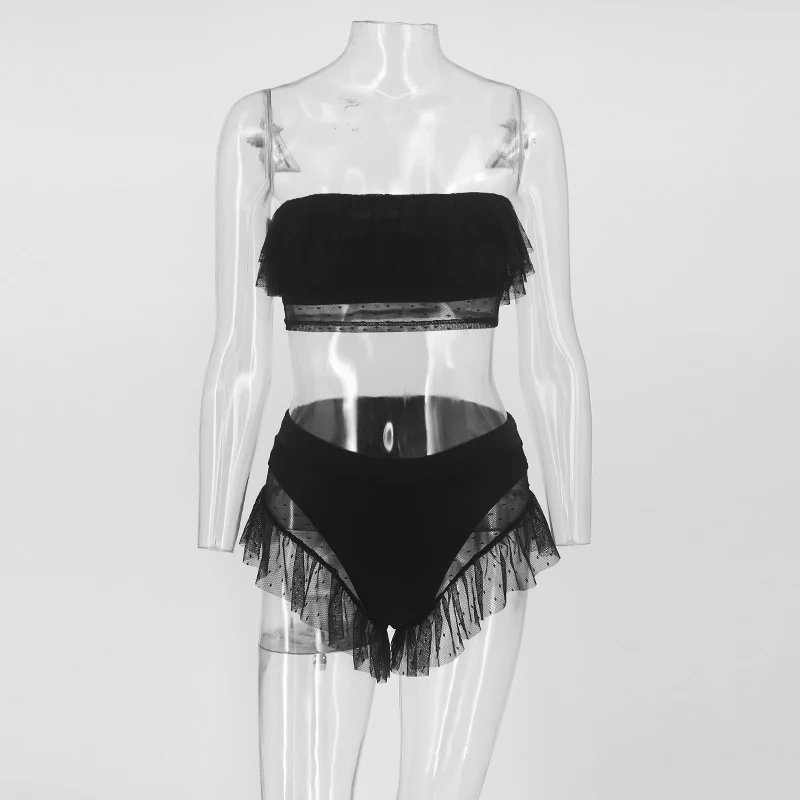 Женский сексуальный кружевной вязаный комплект без подкладки с открытыми