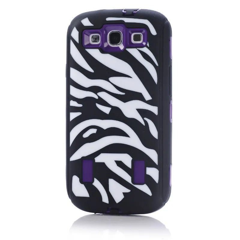 For Samsung Galaxy S3 i9300 Case Zebra Pattern Hybrid Cover Shock Proof Dust 100% Silicon+PC Good Material 5 Colors |