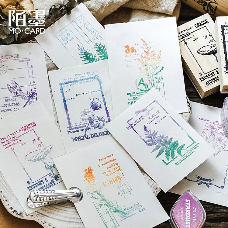 Деревянные штампы с лесными деревьями резиновые для рукоделия и