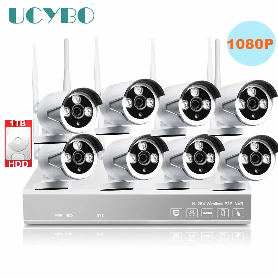 8ch Беспроводная 1080P IP камера NVR CCTV домашняя система безопасности наружная IR 2mp сеть