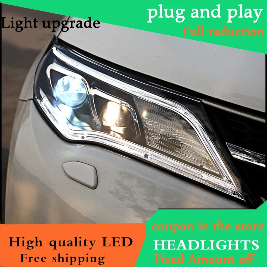 Car styling case for Toyota RAV4 2014-2015 Headlights LED Headlight DRL lens headlamps HID Xenon turnlight running light | Автомобили и