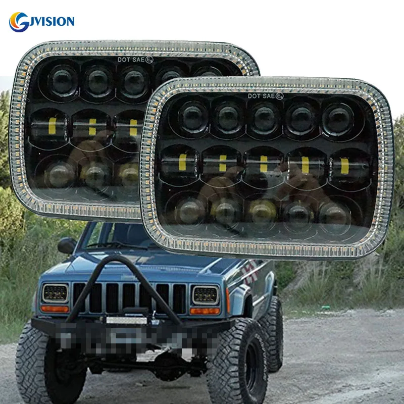 Новинка; 5x" 7x6 дюймов Angel eyes DRL H4 светодиодный квадратные фары для Jeep wrangler YJ Cherokee XJ Comanche MJ прямоугольный налобный фонарь
